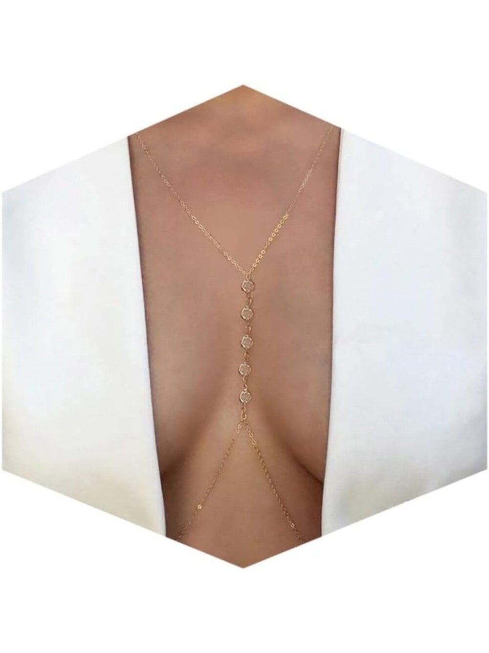Women's Gold Bezel Set Waist Neck Rhinestones Y Shaped T Bar Body Chain